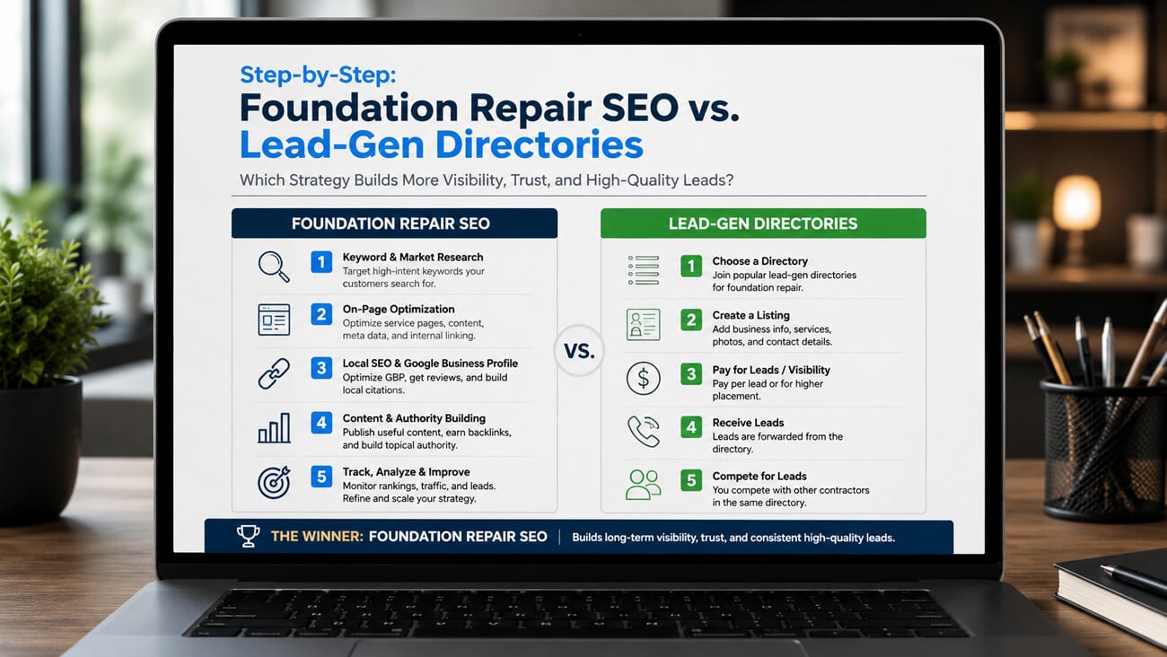 Foundation Repair SEO vs. Lead-Gen Directories
