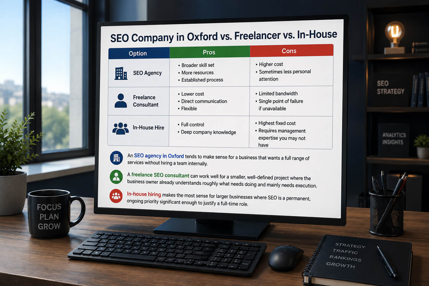 SEO Company in Oxford vs. Freelancer vs. In-House