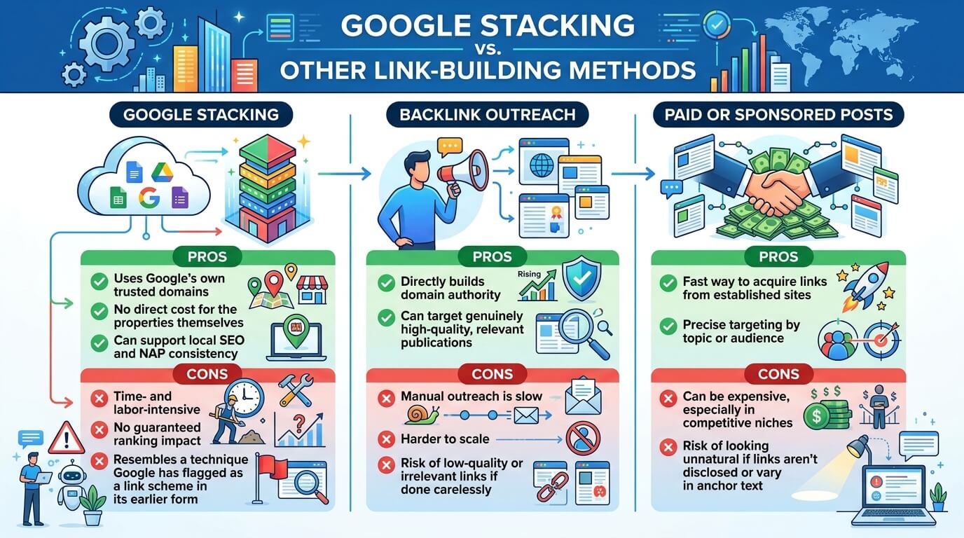 Google Stacking vs. Other Link-Building Methods