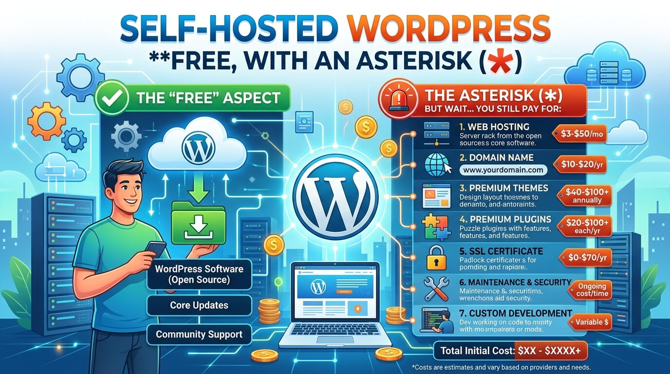 Self-Hosted WordPress: Free, With an Asterisk