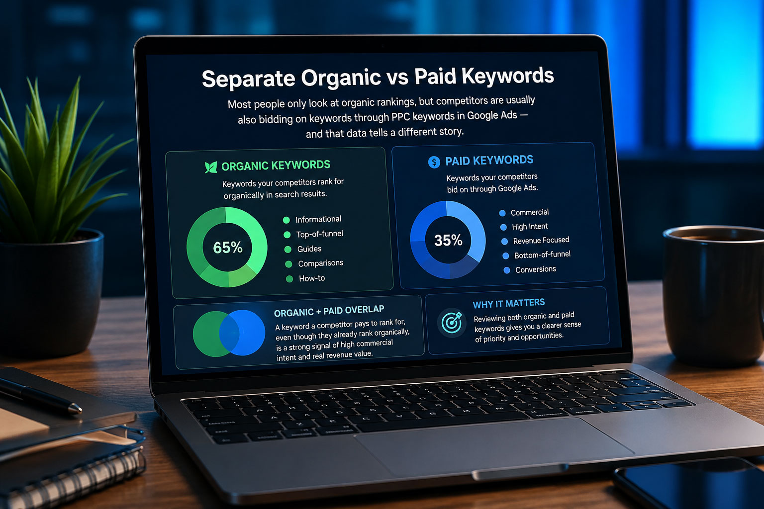 Separate Organic vs Paid Keywords
