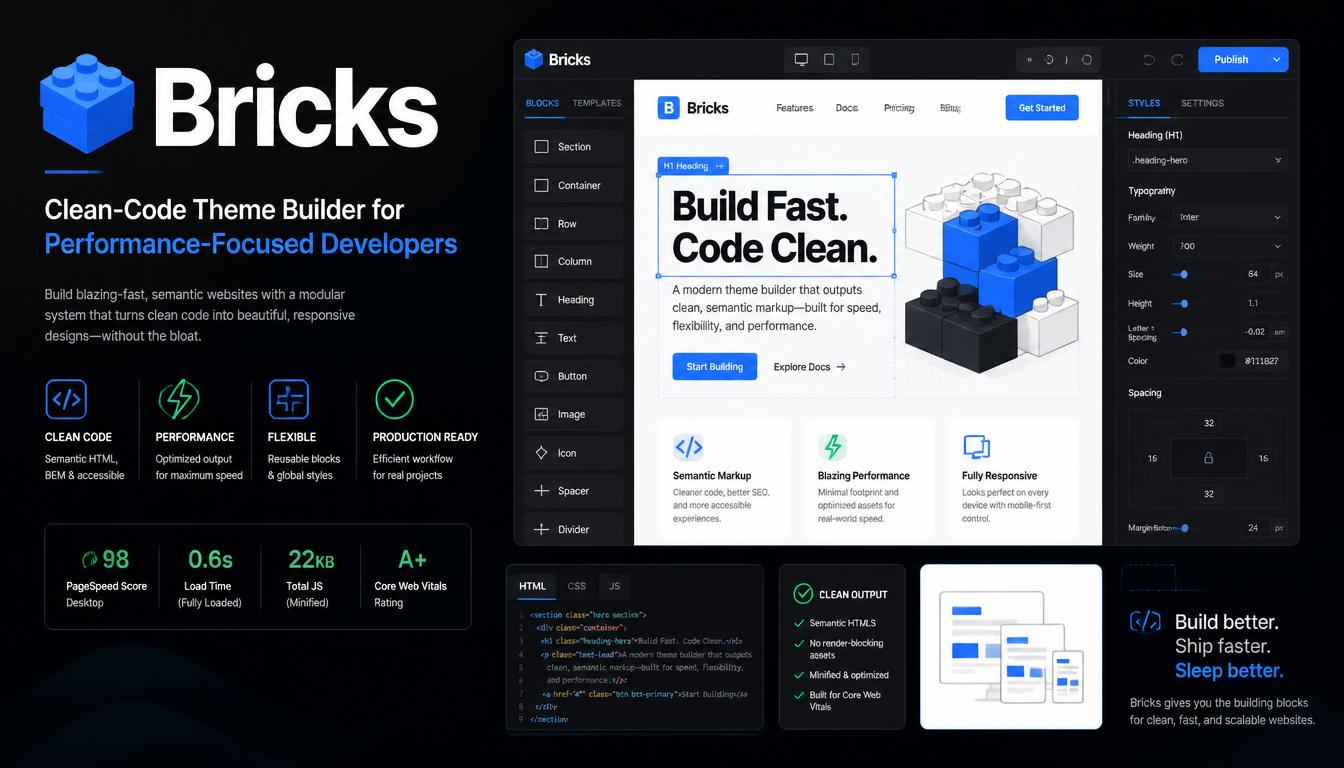Bricks: Clean-Code Theme Builder for Performance-Focused Developers