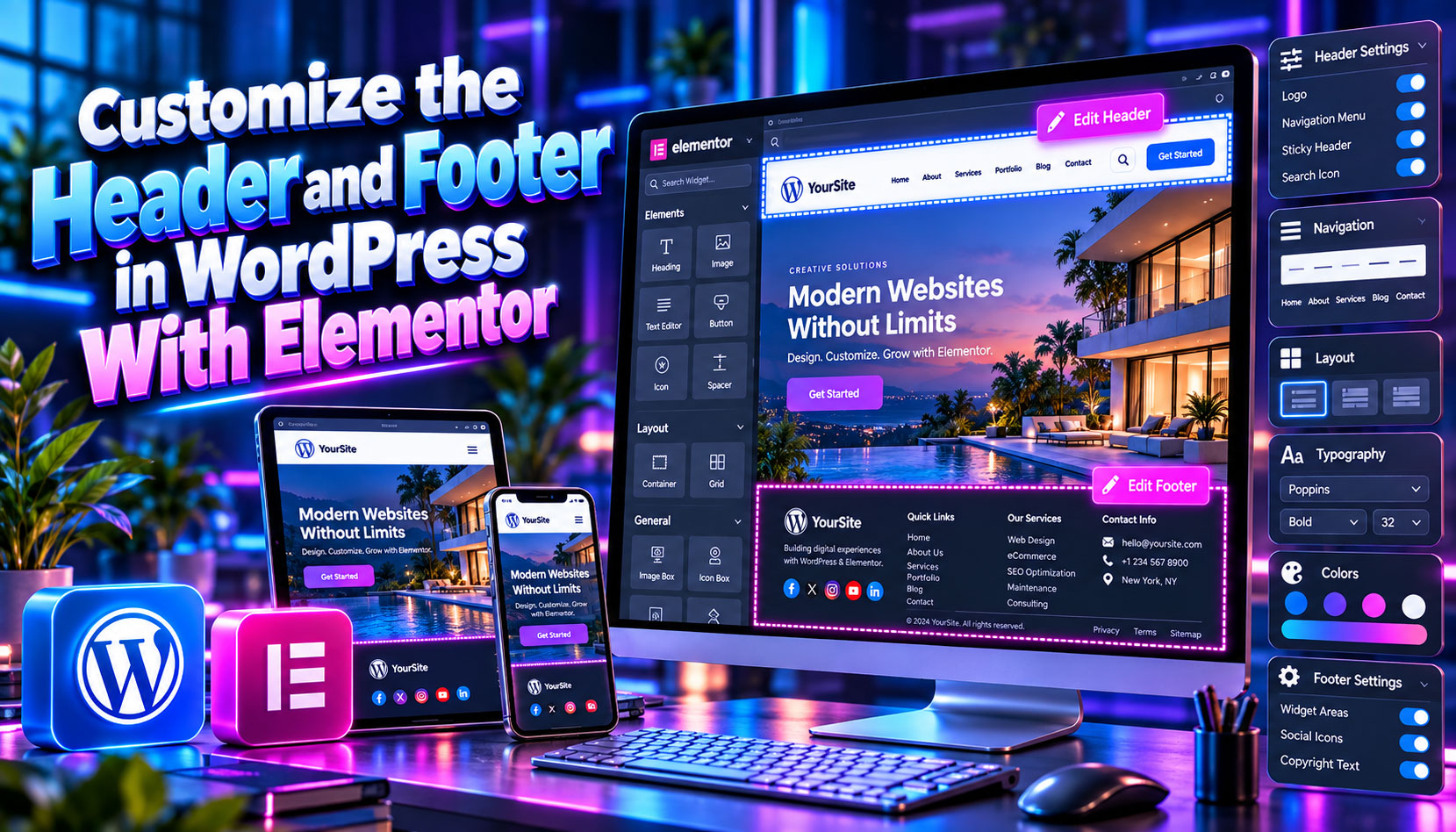 Customize the Header and Footer in WordPress With Elementor