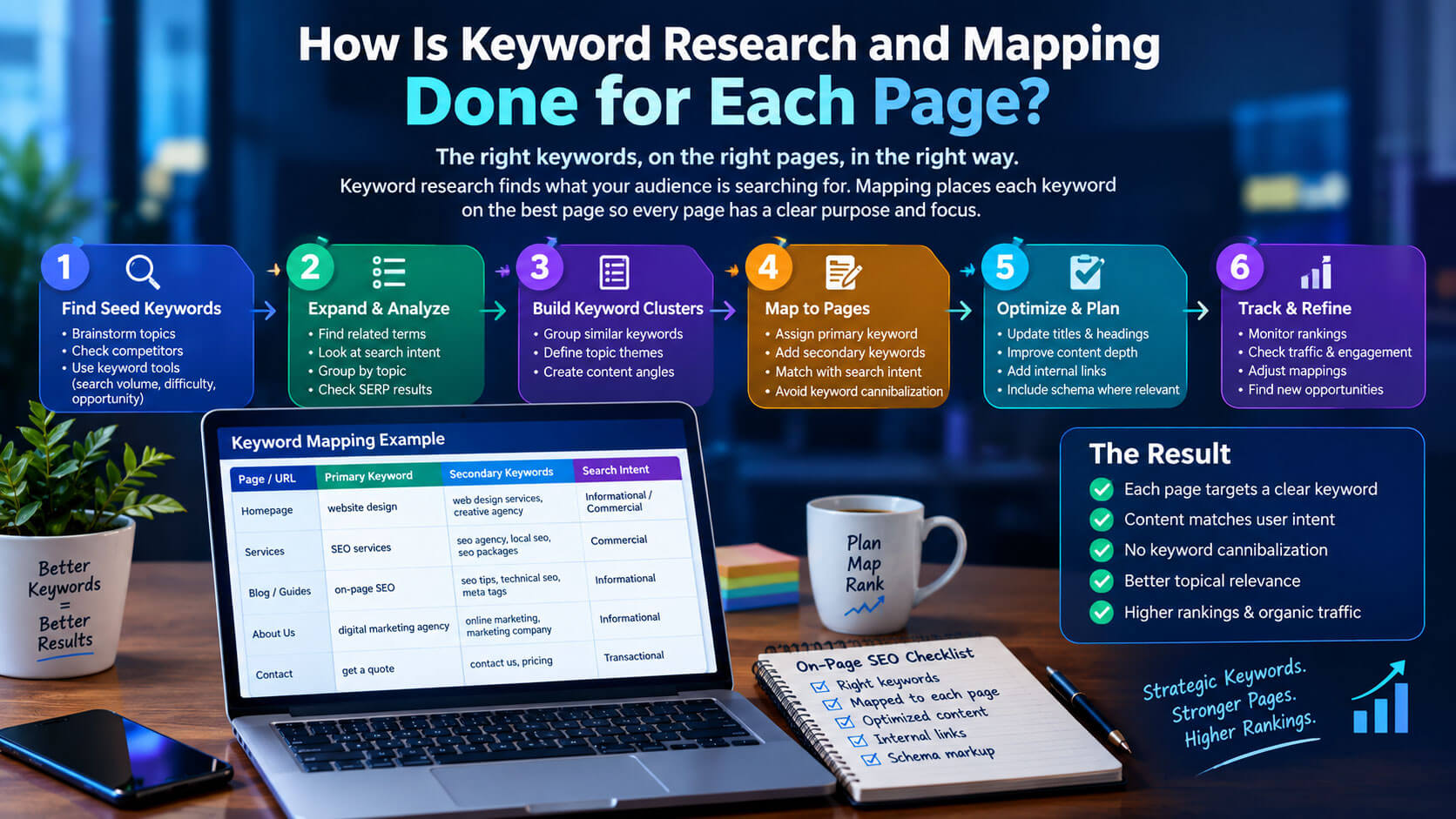 How Is Keyword Research and Mapping Done for Each Page?