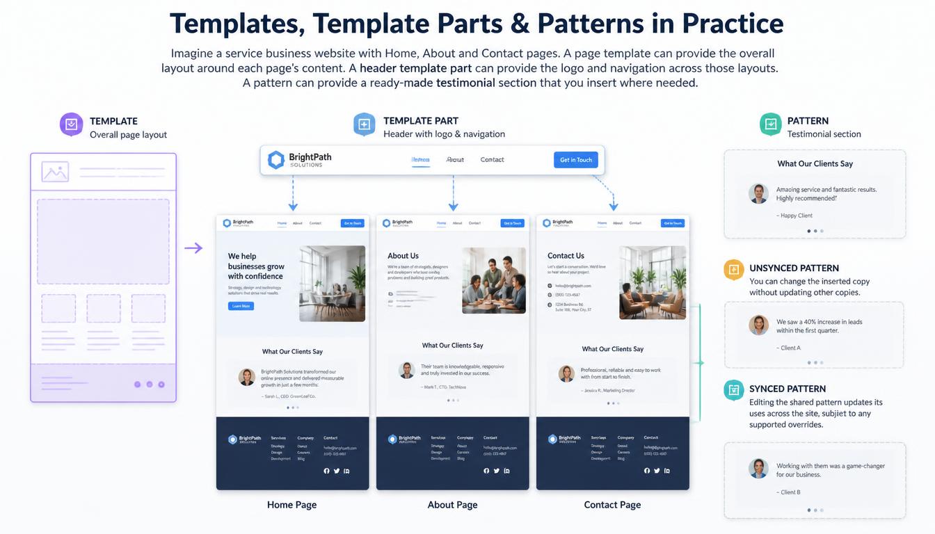 Templates, Template Parts and Patterns in Practice